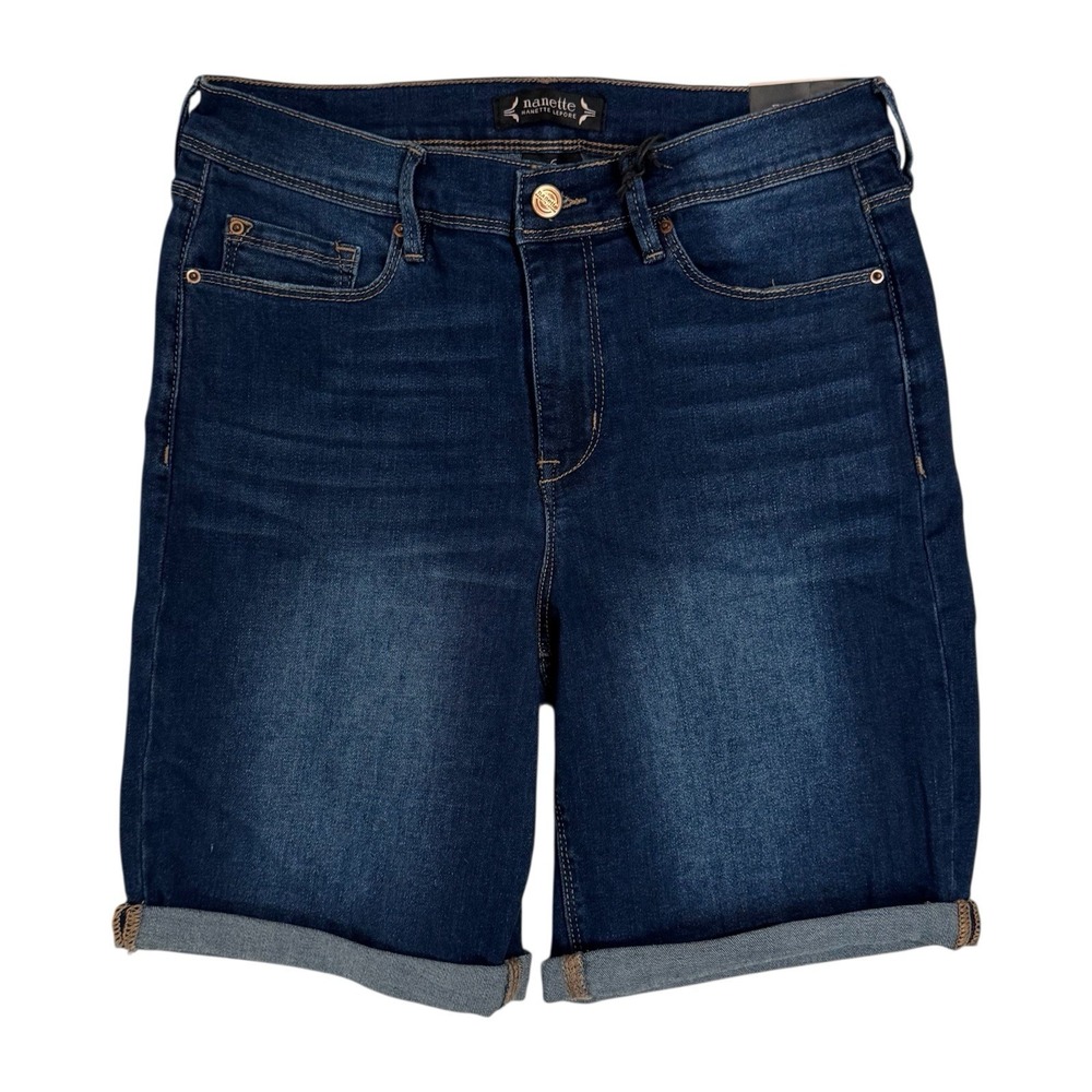 NEW Nanette Lepore Belle High Rise Bermuda Shorts Size 6 Soft Effortless Denim‎